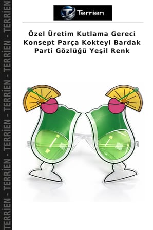 Özel Üretim Kutlama Gereci Konsept Parça Kokteyl Bardak Parti Gözlüğü Yeşil Renk