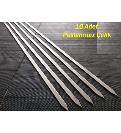 EKONOMİ DÜNYASI KROM İNCE YASSI ŞİŞ KUŞBAŞI ŞİŞİ 10 ADET UZUNLUK 45 CM ENİ 0.5CM KALINLIK 1.5 ML.