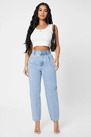 Kadın Beyaz Kare Yaka Crop Top Bluz