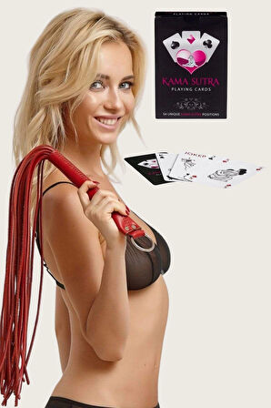 Sexy Görselli Oyun Kartı Kama Sutra Kırmızı Kırbaç Set