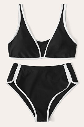 Kadın Siyah Pedli Yüksel Bel Sütyen Külot Takımı