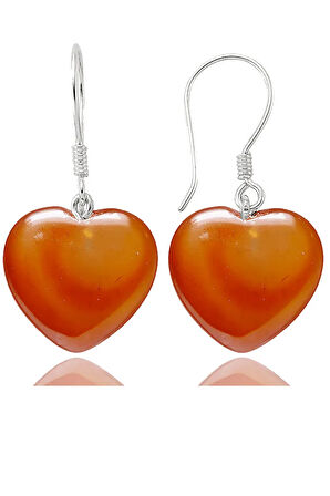 Sertifikalı Kalp Kesim Yemen Akik Taşı Doğal Taş Küpe