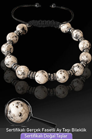 Sertifikalı Fasetli Gerçek Ay Taşı Bileklik - Ayarlamalı