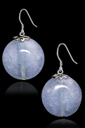 Sertifikalı Anjelit Angelite Melek Taşı Doğal Taş Küpe