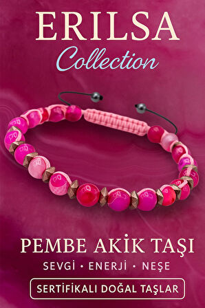 Sertifikalı Pembe Akik ve Terahertz Taşı Bileklik – Sevgi, Neşe ve Zihinsel Dengenin Gücü