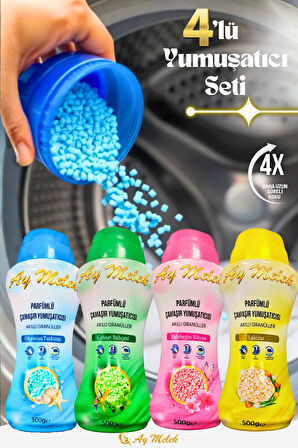 Çamaşır Parfümü Yumuşatıcı (4 Adet X 500gr) Granül Parçacıklı Çamaşır Yumuşatıcısı Seti
