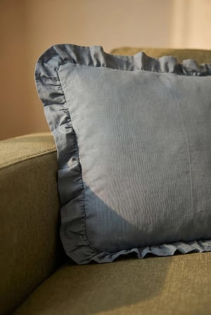 1 Adet Antrasit Fırfırlı Dekoratif Kırlent Kılıfı %100 Pamuk 45x45 cm