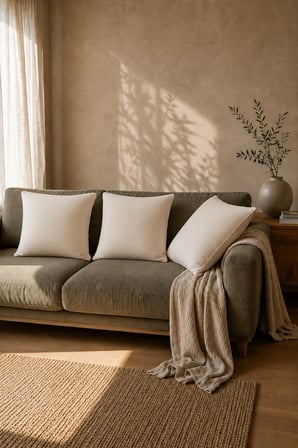 1 Adet Ham Bez Kırlent Kılıfı – %100 Pamuk, Fermuarlı 44x44 cm Dekoratif Yastık Kılıfı