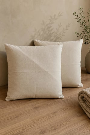 1 Adet Ham Bez Kırlent Kılıfı – %100 Pamuk, Fermuarlı 44x44 cm Dekoratif Yastık Kılıfı