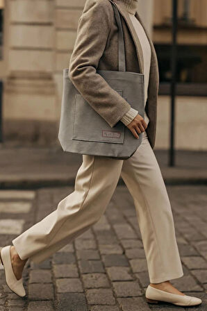 Çok Amaçlı Premium Tek Çıtlı Life Baskılı Siyah Orta Boy Kanvas El ve Omuz Çantası