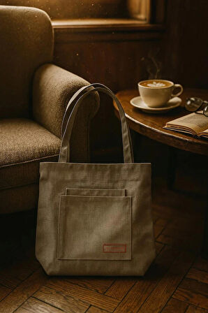 Çok Amaçlı Premium Tek Çıtlı Life Baskılı Siyah Orta Boy Kanvas El ve Omuz Çantası