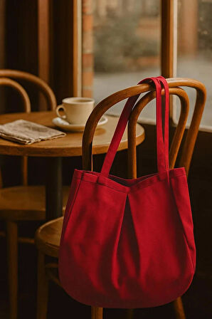 Bordo Çok Amaçlı Premium Oversize Noktalı Orta Boy Kanvas Kadın El ve Omuz Çantası