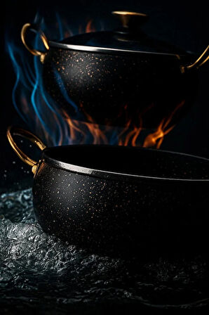 7 Parça Granada Granit Tencere ve Tava Seti – 20 cm 2.5L, 24 cm 4.5L, 26 cm Basık 3L, 26 cm Tava