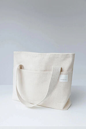 Kadın Krem El, Omuz Ve Plaj Çantası. Kanvas Çok Amaçlı Kullanım Çanta