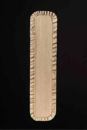 Bej Fırfırlı Masa Runner 150x50 cm – Şık Dekoratif Masa Örtüsü