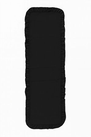 Siyah Fırfırlı Masa Runner 150x50 cm – Şık Dekoratif Masa Örtüsü