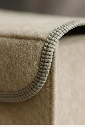 Krem Dolap İçi, Çamaşır, Oyuncak Düzenleyici, Saklama Kutusu, Keçe Sepet Organizer 29X30 Cm