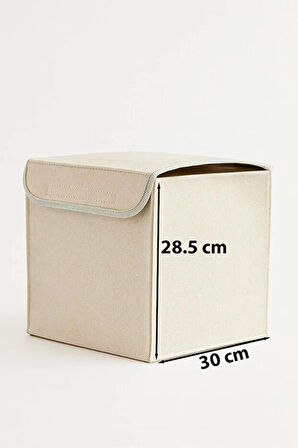 Krem Dolap İçi, Çamaşır, Oyuncak Düzenleyici, Saklama Kutusu, Keçe Sepet Organizer 29X30 Cm