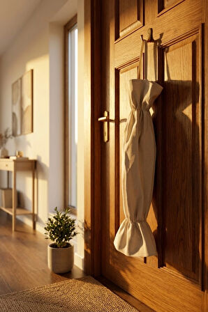 Bej Renk Poşetlik – Mutfak Düzenleyici Askılı Çanta – 50 cm Bez Poşet Saklama Torbası