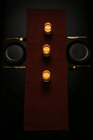 Yılbaşı Konseptli Bordo Şık Masa Runnerı 50x150 cm – Modern ve Zarif Masa Örtüsü Runner