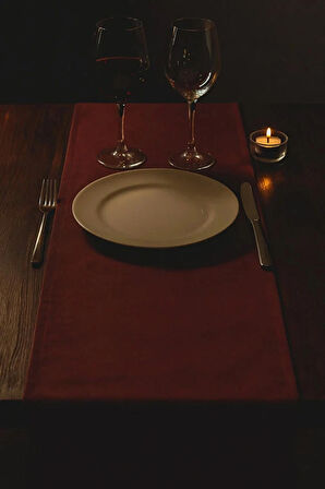 Yılbaşı Konseptli Bordo Şık Masa Runnerı 50x150 cm – Modern ve Zarif Masa Örtüsü Runner