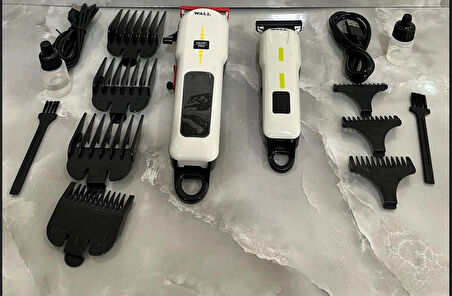 Wall 2 Li Set Cordless Taper Şarjlı Saç Sakal Kesme Tıraş Makinesi Profosyonel  Berber  Kuaför Tıraş Makinesi