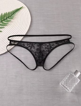 Tegan Seksi Dantelli Arkası Açık Seksi Siyah Erkek Külot TG274626