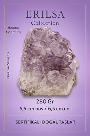 Sertifikalı Ametist Taşı Kütlesi 280 Gr – Ham Doğal Kristal Dekoratif Taş Parçası