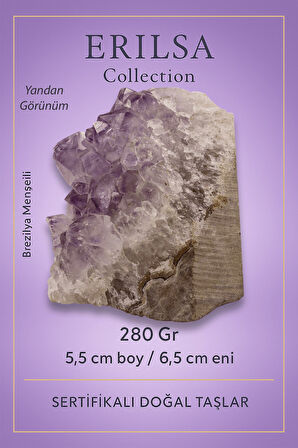 Sertifikalı Ametist Taşı Kütlesi 280 Gr – Ham Doğal Kristal Dekoratif Taş Parçası