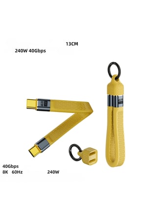 USB 4.0 Esnek Kısa Kablo, Tam Özellikli Veri Kablosu, 40 Gb Aktarım PD Hızlı Şarj Kablosu