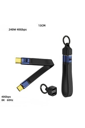 USB 4.0 Esnek Kısa Kablo, Tam Özellikli Veri Kablosu, 40 Gb Aktarım PD Hızlı Şarj Kablosu