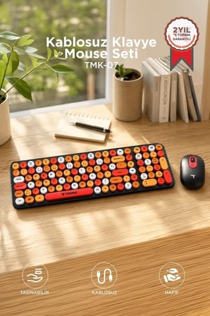 Özel Üretim Alternatif Ofis Gereci Farklı Tarz Kablosuz Q Klavye Mouse Seti TMK07