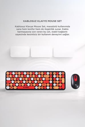 Özel Üretim Alternatif Ofis Gereci Farklı Tarz Kablosuz Q Klavye Mouse Seti TMK07