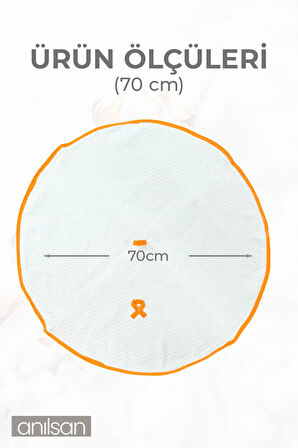 %100 Pamuk Askılı Mutfak Havlusu - 70 cm Çapında Yuvarlak El ve Yüz Havlusu (8 Renk)