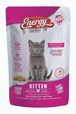 Energy Tavuklu Yavru Yaş Pouch Kedi Maması 85 G - 4 Adet