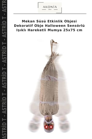 Mekan Süsü Etkinlik Objesi Dekoratif Obje Halloween Sensörlü Işıklı Hareketli Mumya 25x75 cm