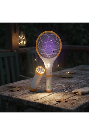 5 Adet Sivrisinek Öldürücü Raket – El Fenerli LED Işıklı, Lityum Bataryalı Ergonomik ABS Gövdeli Haşere Savar Mosquito Bug Zapper