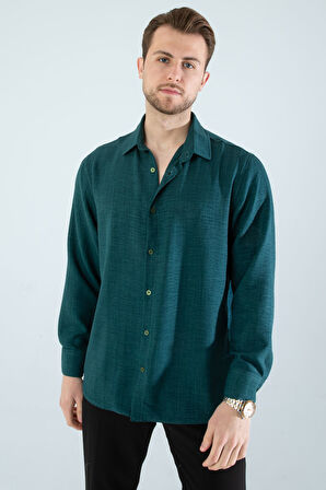  Mevsimlik Keten Dokulu Uzun Kollu Oversize Erkek Gömlek(ÜRÜN GENİŞ KALIPDIR)