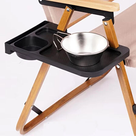 Microcase Kamp Sandalyeleri için Çok Amaçlı Sehpa bardaklık Telefon Tutucu 285x170 - SİYAH AL5278