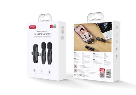 Premium Konuşma Sohbet Çekim MKF10 2'si 1 arada Type-C ve Lightning Kablosuz Mikrofon