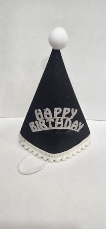 Premium Yaş Günü Eğlence Çekim HAPPY BİRTHDAY SİYAH GÜMÜŞ KEÇE BEBEK ŞAPKASI