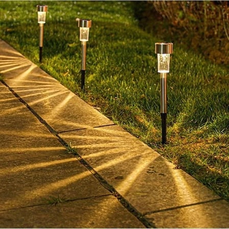 10 Adet Güneş Enerjili Bahçe Aydınlatma Lambası - Su Geçirmez LED Bahçe Çim Yol Aydınlatma (29,5cm)