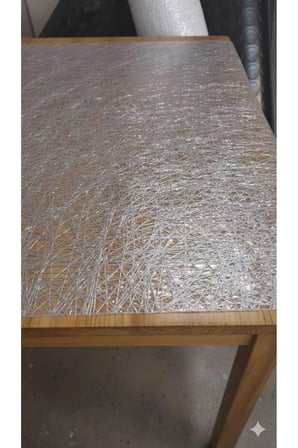 Gri Şeffaf PVC Masa Örtüsü Hasır desenli Masa Örtüsü Lüx model
