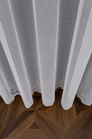Farbateks Dikim Yeni Düz Sade Moda Tasarım Etek Işlemeli Ütü Istemez 3Kat Pileli Tül Perde