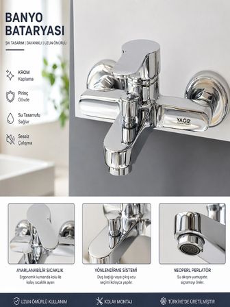 Banyo Duş Seti Bataryası Krom 