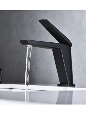 Modern Premium Lavabo Bataryası Sıcak-Soğuk Girişli Siyah