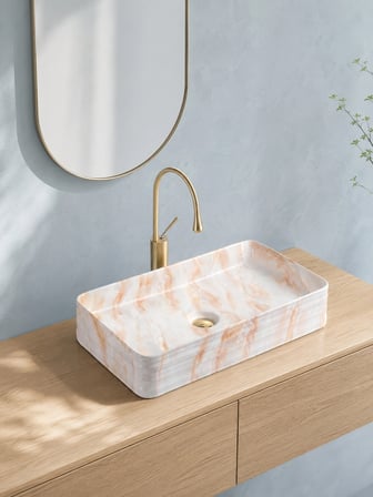 Tezgah Üstü Seramik Çanak Lavabo Batarya Deliksiz 76*48*21 cm
