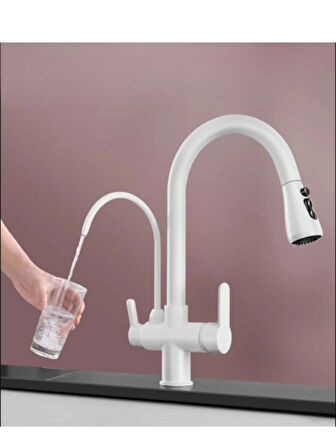 Spiralli Arıtmalı Mutfak Bataryası Beyaz