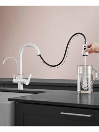 Spiralli Arıtmalı Mutfak Bataryası Beyaz