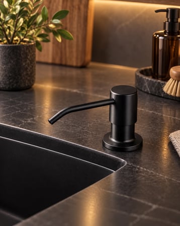 500 ml Siyah Ankastre Sıvı Sabunluk Tezgah Üstü Sabun Dispenseri